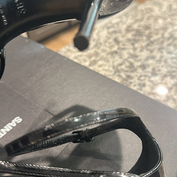 Saint Laurent Glossy Black Strappy Heels - Picture 10 of 17